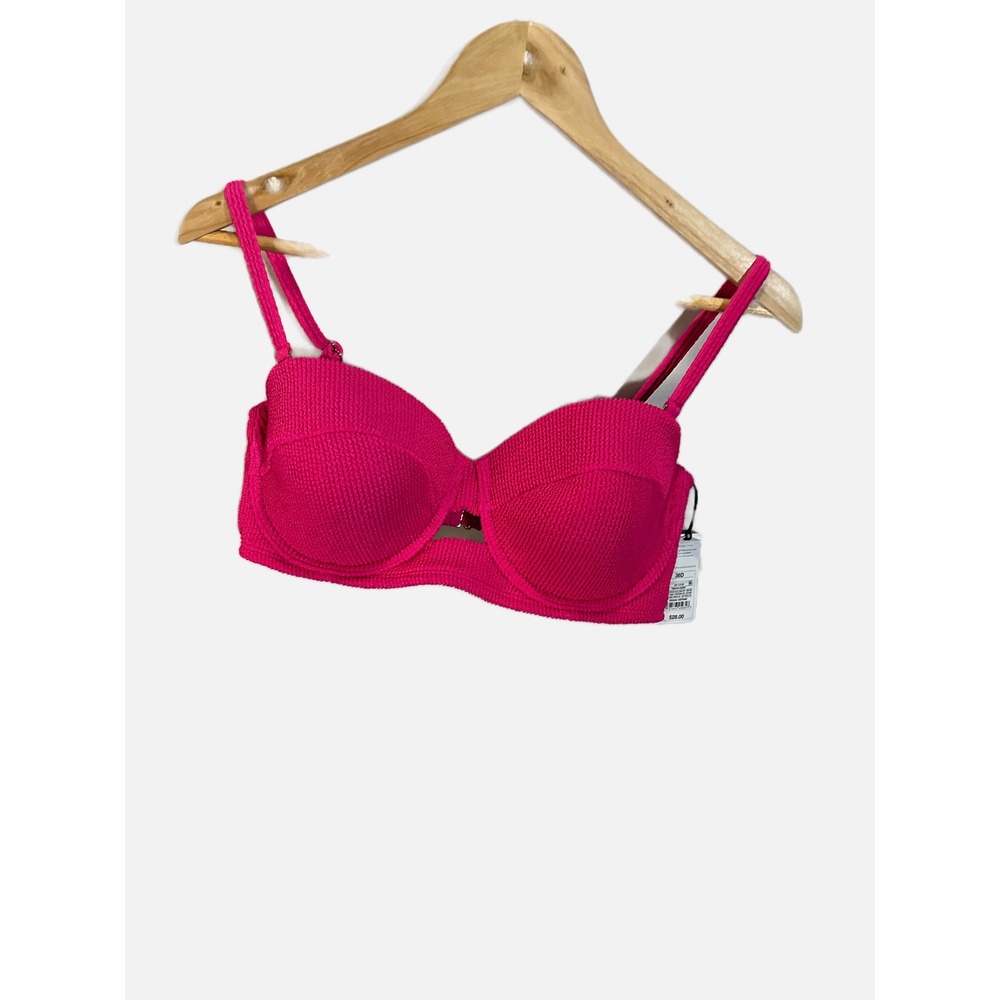 Shade & Shore Bikini Top Women 36D Pink Underwire Textured Light Lift Swimwear